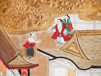 Osakazu Byobu - Japans kamerscherm met acht panelen (schilderij)