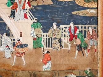 Osakazu Byobu - Japans kamerscherm met acht panelen (schilderij)
