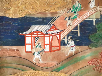 Osakazu Byobu - Japans kamerscherm met acht panelen (schilderij)