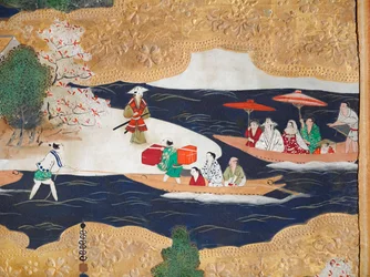 Osakazu Byobu - Japans kamerscherm met acht panelen (schilderij)