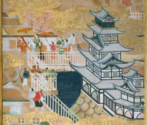 Osakazu Byobu - Japans kamerscherm met acht panelen (schilderij)