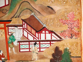 Osakazu Byobu - Japans kamerscherm met acht panelen (schilderij)