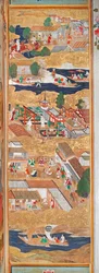 Osakazu Byobu - Japans kamerscherm met acht panelen (schilderij)