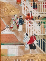 Osakazu Byobu - Japans kamerscherm met acht panelen (schilderij)
