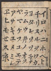 Schichi iroha, toont katakana syllabary (inkt op papier)