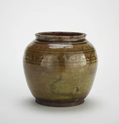 Seto-waar pot met gestempelde decoratie