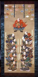 Shogun van de Tokugawa-familie met de 16 edele Samurai, 17e eeuw