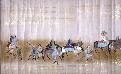 Zesde Koreaanse ambassade naar Japan in Meireki 1 tijdens de opvolging van Tokugawa Ietsuna in 1651, mogelijk door Kano Masunobu (detail)