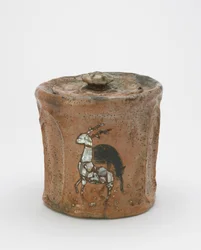Theeceremonie waterpot met bijpassend deksel, Kyoto, Kyoto-fu, Edo periode of Meiji tijdperk