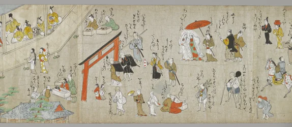 De Tenjin-schrijnrollen (een van een paar) (detail), Tosa School, 17e eeuw