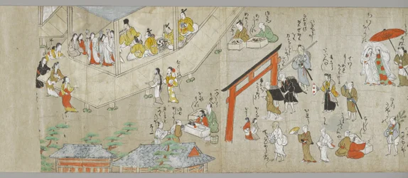 De Tenjin-schrijnrollen (een van een paar) (detail), Tosa School, 17e eeuw
