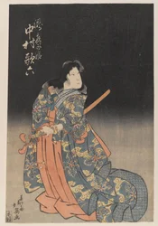 Theatrale mannelijke karakter met zwaard