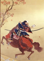 Krijger Munete. Zijdeschilderij van de Tosa-school, auteur Chikana Morizumi genaamd Hsien. 18e eeuw. Museo Chiossone. Genua