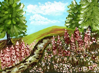 Kronkelend bloemenpad