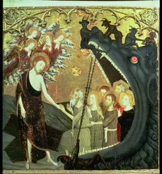 Paneel van de afdaling in Limbo, van het altaarstuk van het klooster van Santo Sepulchro, Zaragoza