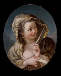 Een vrouw met een waaier