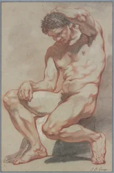 Zittend mannelijk naakt