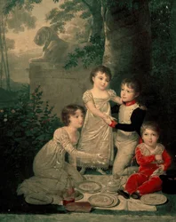 Vier kinderen van Joachim Murat en Caroline Bonaparte (van links: Letizia)