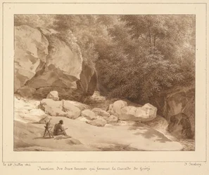 Samenvloeiing van de twee beken die de waterval van Grésy vormen