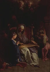 Sint Anna leest de rol van de Maagd