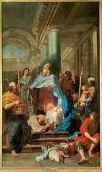 De presentatie van Jezus (schilderij op doek)