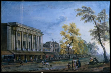 Het Italiaanse theater in Parijs. Schilderij door Jean Baptiste Lallemand
