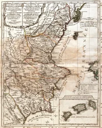 Kaart van het Koninkrijk Valencia en Murcia (Spanje)