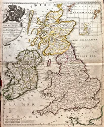 Kaart van de koninkrijken Engeland, Schotland en Ierland (Groot-Brittannië)