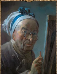 Zelfportret van Chardin met pince-nez ...