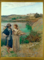 Tobias en de engel (schilderij op doek)