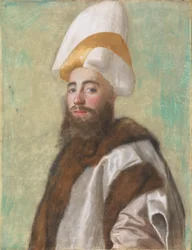 Portret van een grootvizier, of van een Europeaan verkleed als een, c.1741