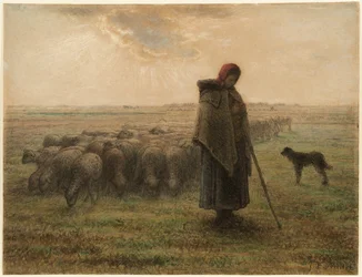 Herderin en haar kudde