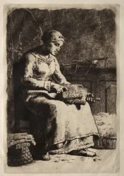 Vrouw die Wol Kaart