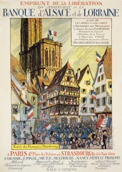 Bevrijdingslening: "Wij schrijven in op de bank van Elzas en Lotharingen" - poster, circa 1918