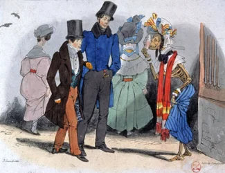Prostituees verspreiden syfilis, ca. 1850 (illustratie)