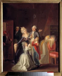 Afscheid van Lodewijk XVI van zijn familie op 20 januari.