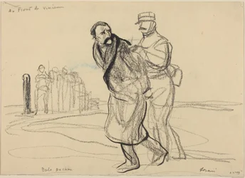 Aan het front van Vincennes. Bolo pacha, ca.1914-1919 (houtskool op papier)