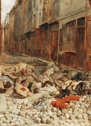 Barricade in de Mortellerie, Parijs
