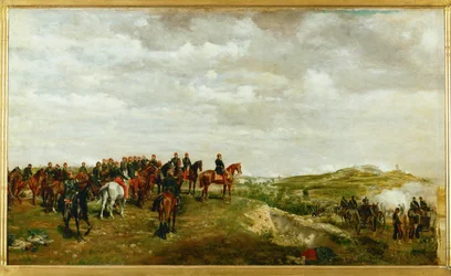 Napoleon III bij de slag van Solferino (olieverf op doek)