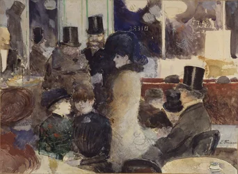 In het café