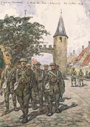 Het front van Vlaanderen, poort van Loo (België), 30 juli 1917 (aquarel op papier)
