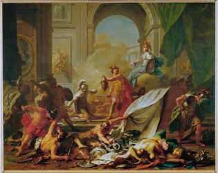 Perseus versteent Phineus en zijn metgezellen met het hoofd van Medusa
