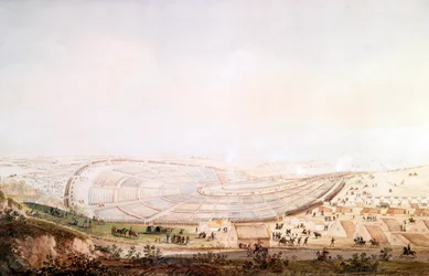 Uitzicht op het leger in Boulogne-sur-Mer kamp