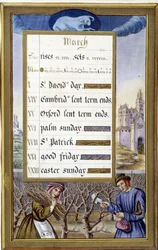 Maart: Boommaat (Ram) (facsimile van de Getijden van Anne van Bretagne)