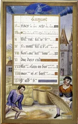 De oogst (teken van de maagd) (facsimile van de Getijden van Anne van Bretagne)