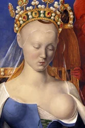 Detail van De voedende Maagd afgebeeld als Agnes Sorel (naar de Maagd van Antwerpen, door Jean Fouquet, circa 1452-1455)