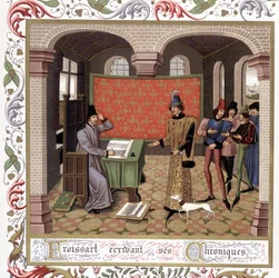 Froissart schrijft zijn kronieken - Miniatuur, Middeleeuwen