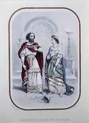Koning Salomo en de koningin van Sheba, illustratie uit 