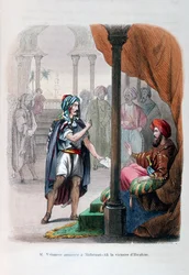 M Vaissière kondigt de overwinning van Ibrahim Pasha aan Mehmet Ali aan, 1818, 1847