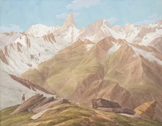 Uitzicht op het Massief van Mont Blanc nabij de Petit Jorasse, Grand Jorasse, le..., eind 18e-19e eeuw